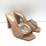 Alexandre Birman Crystal-Embellished High Heel Mules Nude Leather Size 37.5