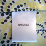 Saloni Ruffle Top Chloe Yellow Printed Silk Chiffon Size 4 Dolman Sleeve Blouse