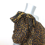 Ulla Johnson xo Barneys One Shoulder Top Femi Floral Print Metallic Silk Size 2