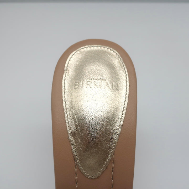 Alexandre Birman Crystal-Embellished High Heel Mules Nude Leather Size 37.5