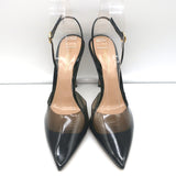 Gianvito Rossi Ribbon d'Orsay Plexi Slingback Pumps Black Patent Leather Size 37