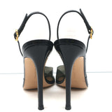 Gianvito Rossi Ribbon d'Orsay Plexi Slingback Pumps Black Patent Leather Size 37