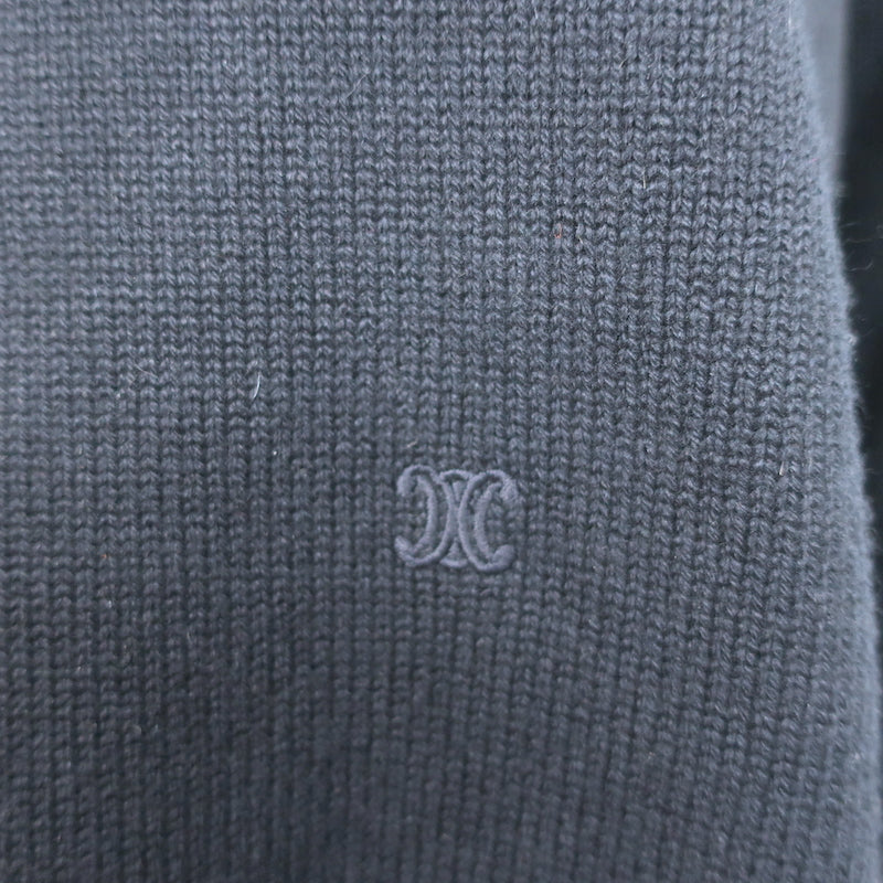 Celine Cashmere Triomphe Sweater Navy Size Small Crewneck Pullover