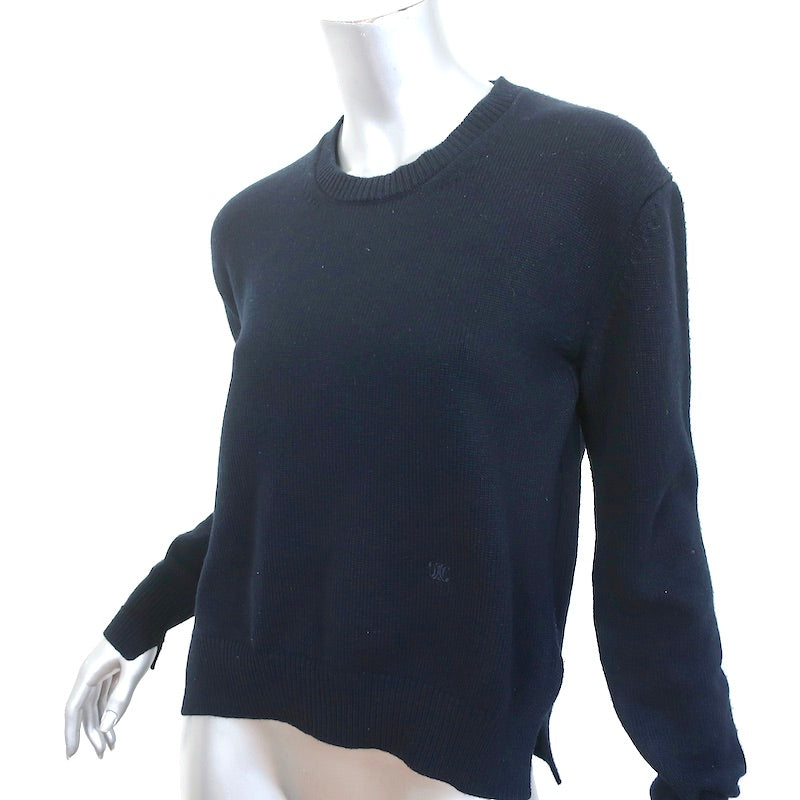 Celine Cashmere Triomphe Sweater Navy Size Small Crewneck Pullover