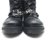 Jimmy Choo Havana Flower-Embellished Combat Boots Black Leather Size 36 NEW