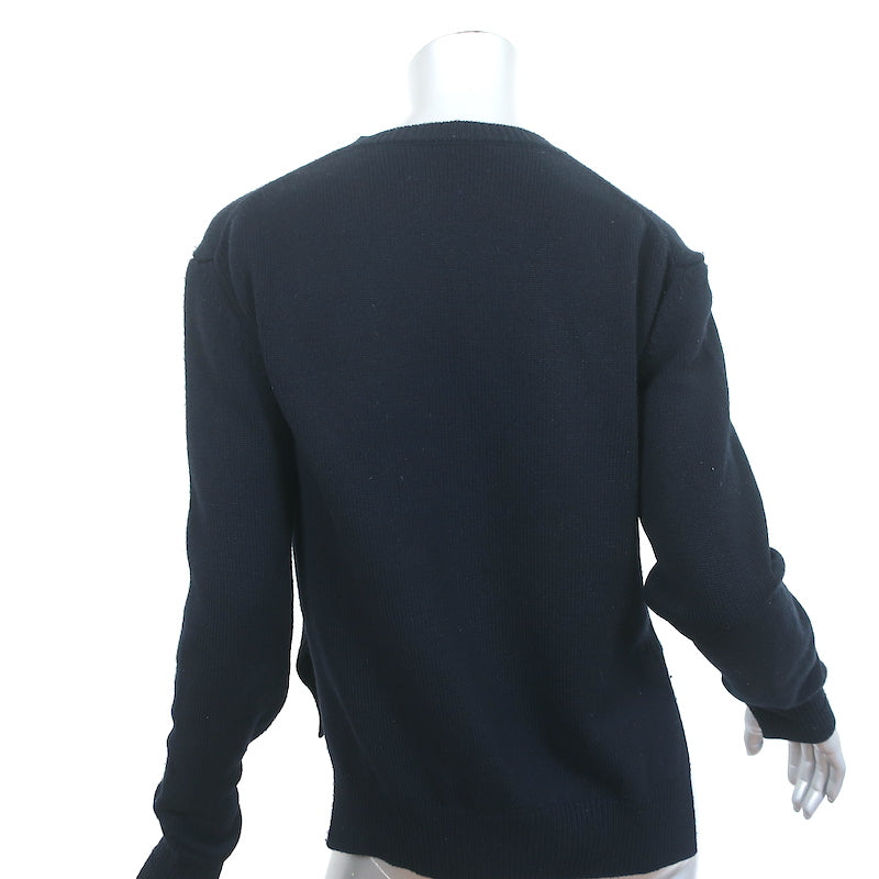 Celine Cashmere Triomphe Sweater Navy Size Small Crewneck Pullover
