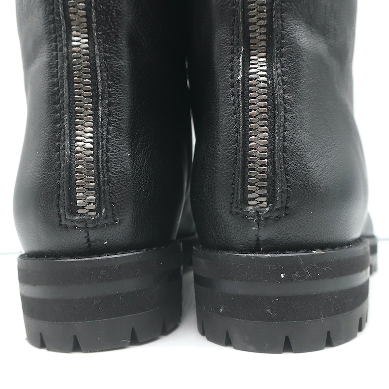 Jimmy Choo Havana Flower-Embellished Combat Boots Black Leather Size 36 NEW