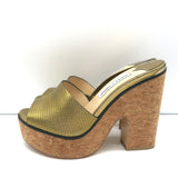 Jimmy Choo Deedee 125 Cork Platform Sandals Gold Metallic Leather Size 36 NEW