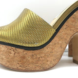 Jimmy Choo Deedee 125 Cork Platform Sandals Gold Metallic Leather Size 36 NEW