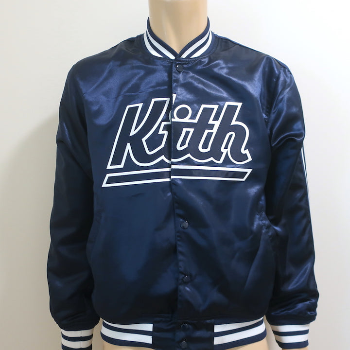 Kith x Mitchell &amp; Ness Satin Warm-Up Jacket Navy Size Medium