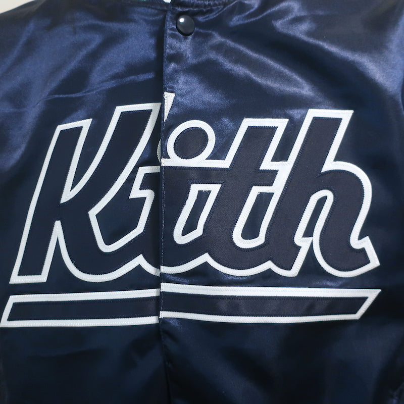 Kith x Mitchell &amp; Ness Satin Warm-Up Jacket Navy Size Medium