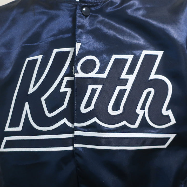 Kith x Mitchell &amp; Ness Satin Warm-Up Jacket Navy Size Medium