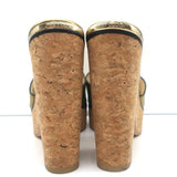 Jimmy Choo Deedee 125 Cork Platform Sandals Gold Metallic Leather Size 36 NEW