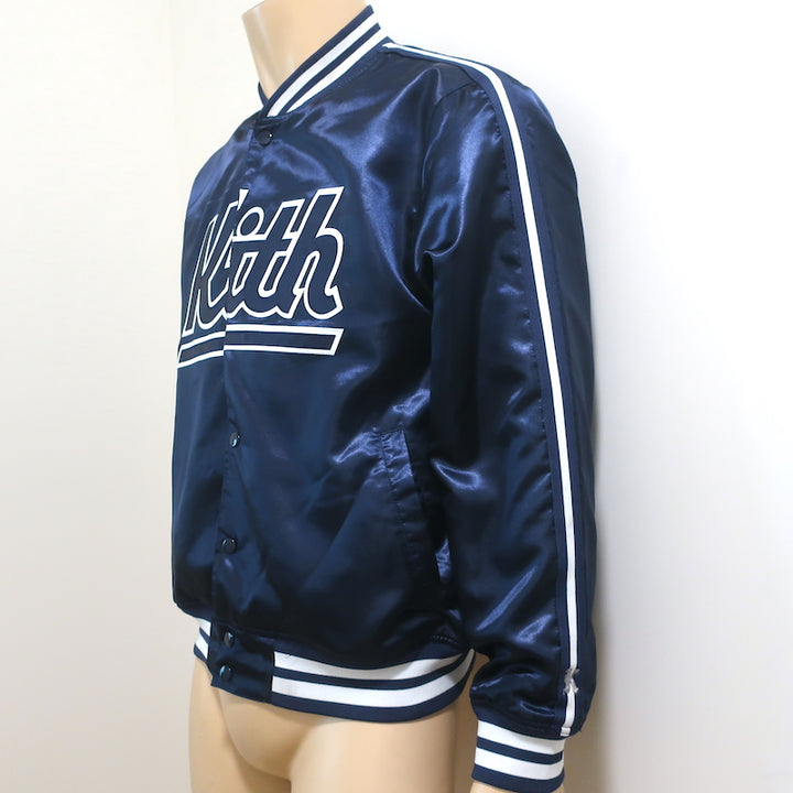 Kith x Mitchell &amp; Ness Satin Warm-Up Jacket Navy Size Medium