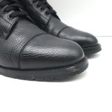 Manolo Blahnik Combat Boots Lugata Black Grained Leather Size 37.5