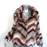 Anthropologie Hutch Chevron Faux Fur Jacket Size Small Short Coat NEW