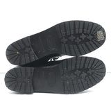 Manolo Blahnik Combat Boots Lugata Black Grained Leather Size 37.5