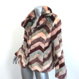 Anthropologie Hutch Chevron Faux Fur Jacket Size Small Short Coat NEW