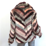 Anthropologie Hutch Chevron Faux Fur Jacket Size Small Short Coat NEW