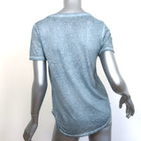 Zadig & Voltaire Time Burn Overdyed T-Shirt Blue Size Extra Small V-Neck Top NEW