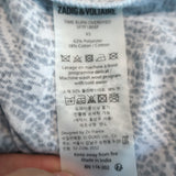 Zadig & Voltaire Time Burn Overdyed T-Shirt Blue Size Extra Small V-Neck Top NEW