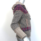 Free People On My Way Hoodie Sweater Taupe Embroidered Knit Size Extra Small