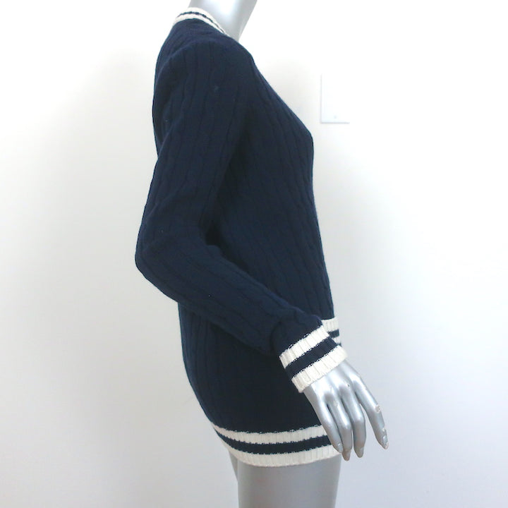 Saint Laurent Cashmere Cable Knit Cardigan Navy Size Small V-Neck Sweater