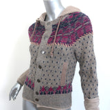 Free People On My Way Hoodie Sweater Taupe Embroidered Knit Size Extra Small