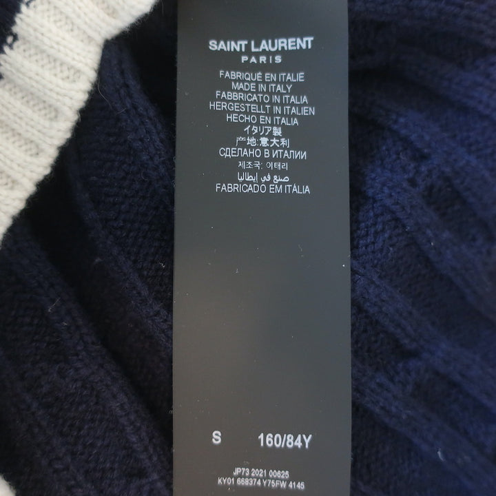 Saint Laurent Cashmere Cable Knit Cardigan Navy Size Small V-Neck Sweater