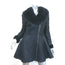 Saks Fifth Avenue Shearling Peplum Coat Black/Navy Size Medium