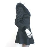 Saks Fifth Avenue Shearling Peplum Coat Black/Navy Size Medium