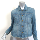 Current/Elliott Angled Trucker Jacket Blue Denim Size 0 Raw Hem Jean Jacket
