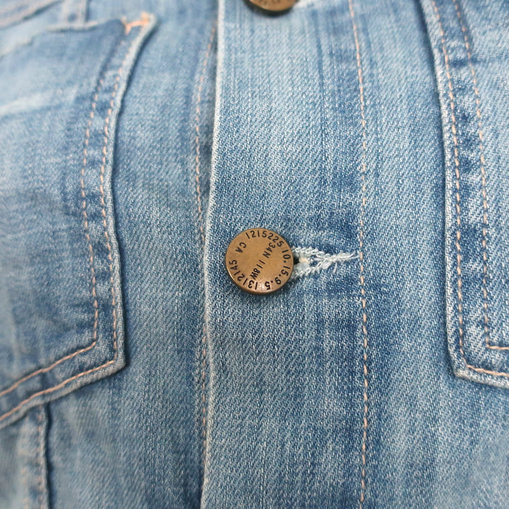 Current/Elliott Angled Trucker Jacket Blue Denim Size 0 Raw Hem Jean Jacket