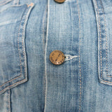 Current/Elliott Angled Trucker Jacket Blue Denim Size 0 Raw Hem Jean Jacket