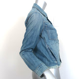Current/Elliott Angled Trucker Jacket Blue Denim Size 0 Raw Hem Jean Jacket