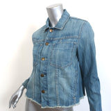 Current/Elliott Angled Trucker Jacket Blue Denim Size 0 Raw Hem Jean Jacket