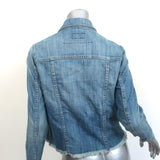 Current/Elliott Angled Trucker Jacket Blue Denim Size 0 Raw Hem Jean Jacket