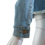 Current/Elliott Angled Trucker Jacket Blue Denim Size 0 Raw Hem Jean Jacket