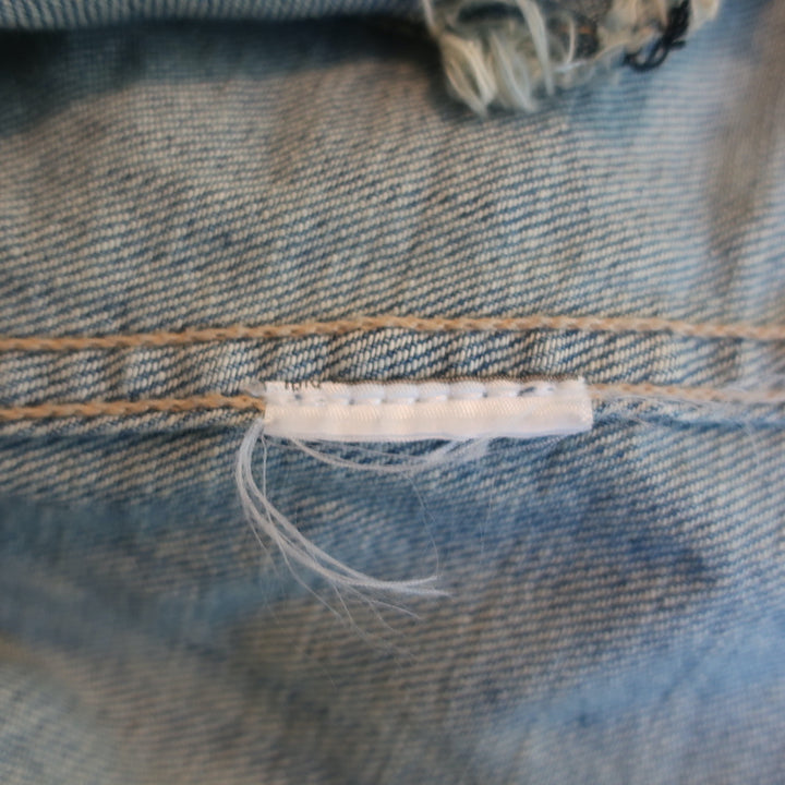 Current/Elliott Angled Trucker Jacket Blue Denim Size 0 Raw Hem Jean Jacket