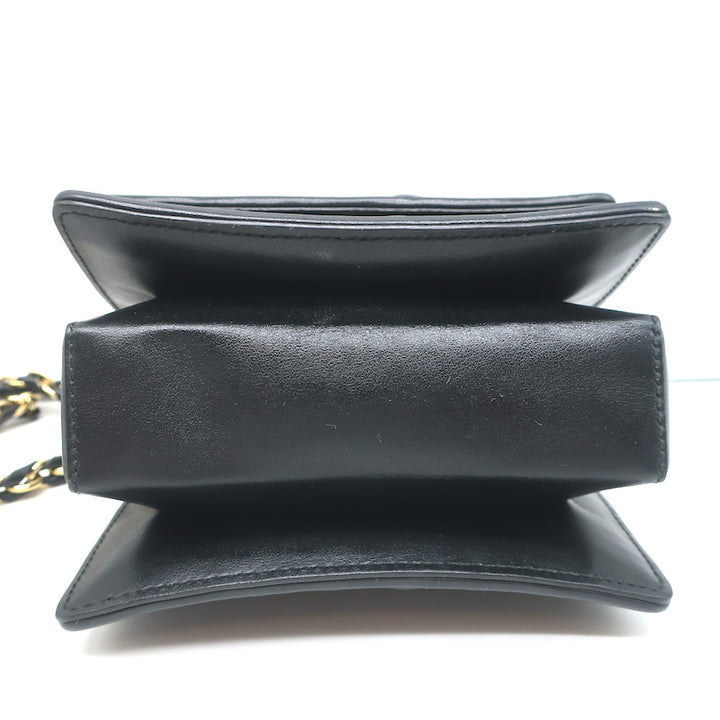 Salvatore Ferragamo Ginny Mini Crossbody Bag Black Chain-Trim Leather