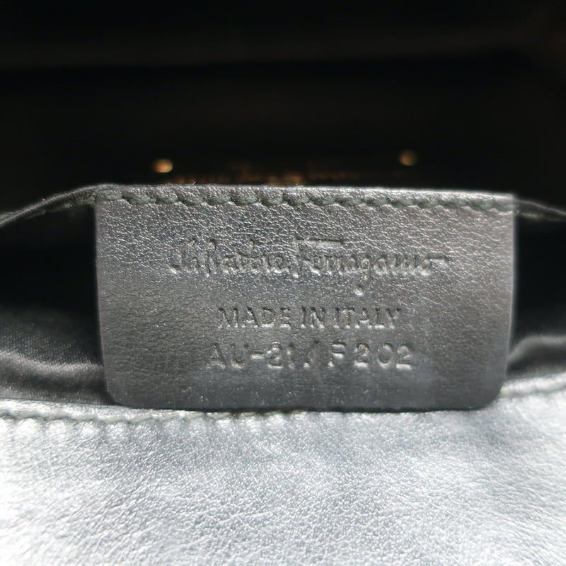 Salvatore Ferragamo Ginny Mini Crossbody Bag Black Chain-Trim Leather