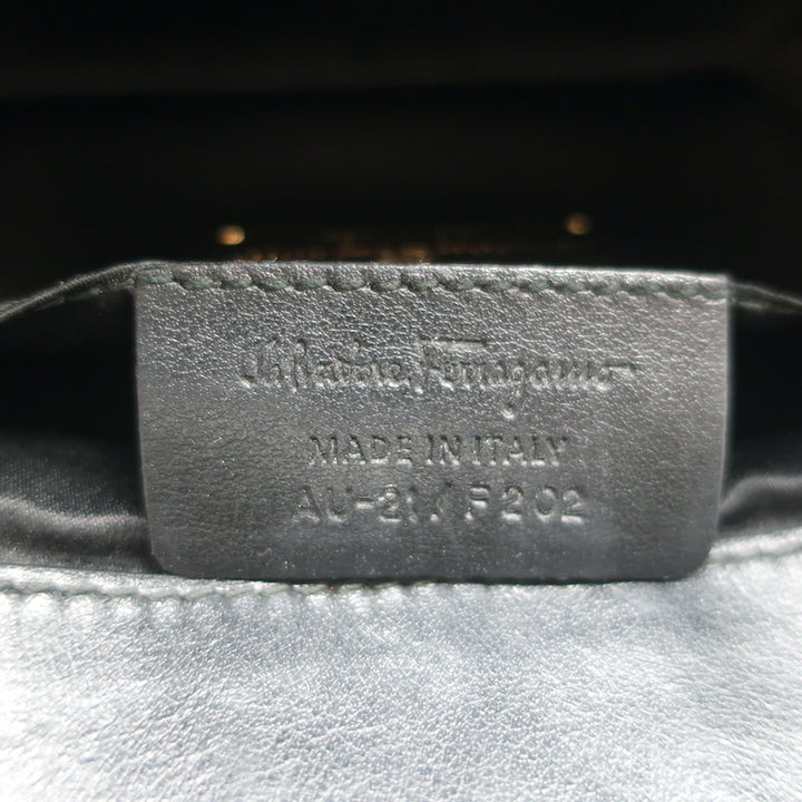 Salvatore Ferragamo Ginny Mini Crossbody Bag Black Chain-Trim Leather