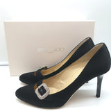Jimmy Choo Crystal Buckle Pumps Pavel Black Satin Size 38