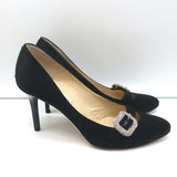 Jimmy Choo Crystal Buckle Pumps Pavel Black Satin Size 38