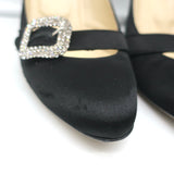 Jimmy Choo Crystal Buckle Pumps Pavel Black Satin Size 38