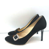 Jimmy Choo Crystal Buckle Pumps Pavel Black Satin Size 38