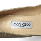 Jimmy Choo Cutout Pumps Margo Gold Glitter Snakeskin Size 38 Pointed Toe Heels