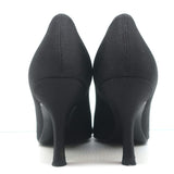 Stuart Weitzman Gigiritz Ruffle Pumps Black Satin Size 8 Open Toe Heels