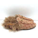 Gucci Princetown GG Canvas & Lamb Fur Mules Ruggine Rust/Natural Size 38