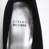 Stuart Weitzman Gigiritz Ruffle Pumps Black Satin Size 8 Open Toe Heels